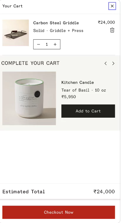 eCommerce cart page