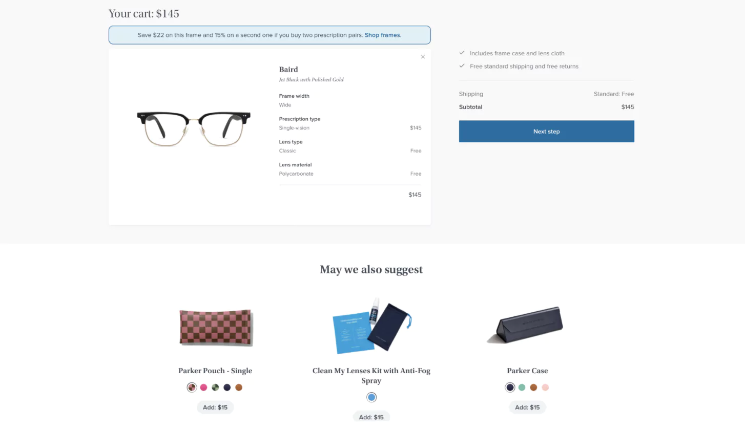 cross selling on eCommerce cart page