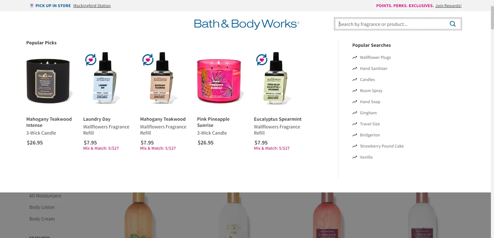 Showing popular categories helps build the search bar