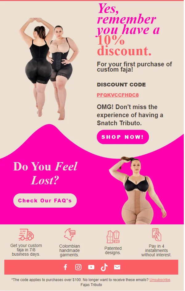 Reminder email for welcome discount to convert window shoppers into customers