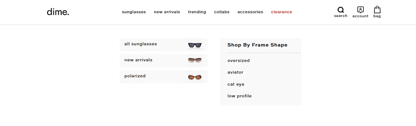 No Sales Shopify? Take a look at your navigation. Here's an header showing products by features