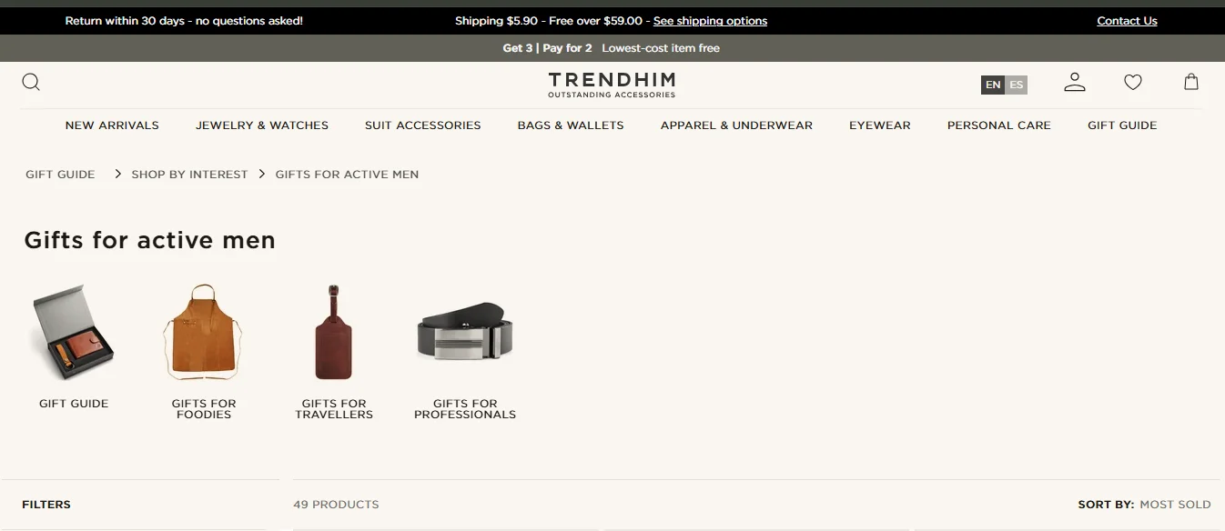 Shopify traffic but no sales fix: gifting subcategories