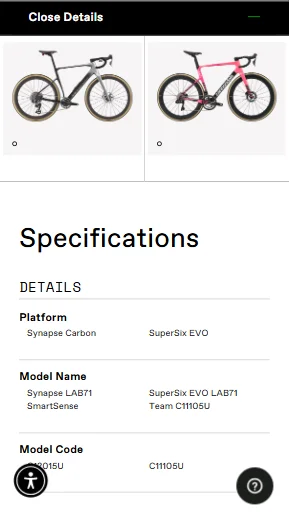 Cannondale mobile friendly compare tool helps increase sports store conversion rate