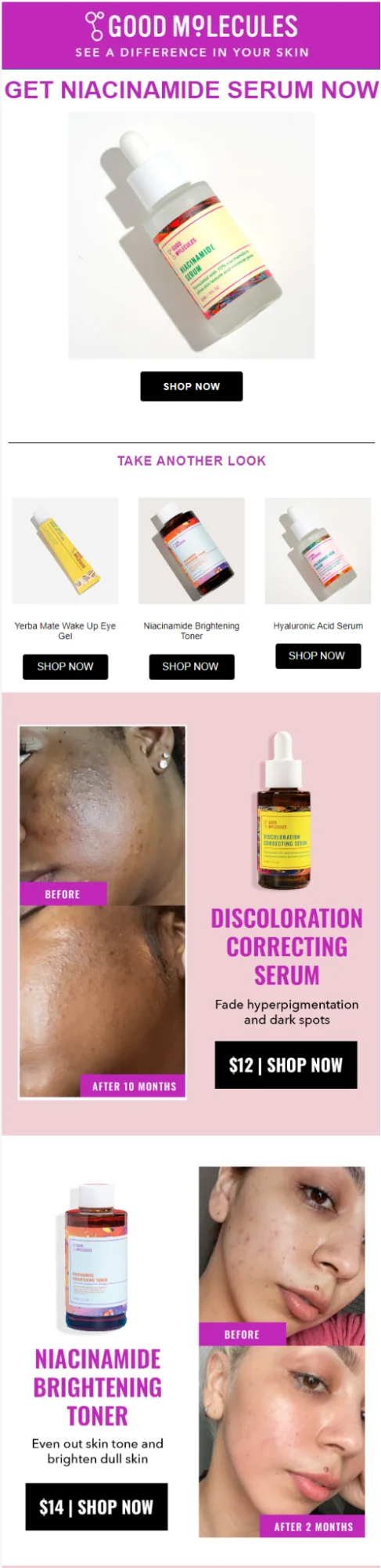 Browse abandonment email from DTC brand, Good Molecules