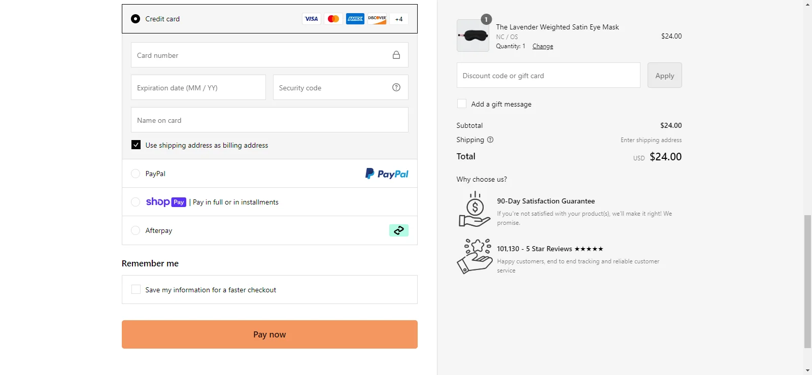 Returns policy highlighted on a DTC store's checkout page can help conversion rates