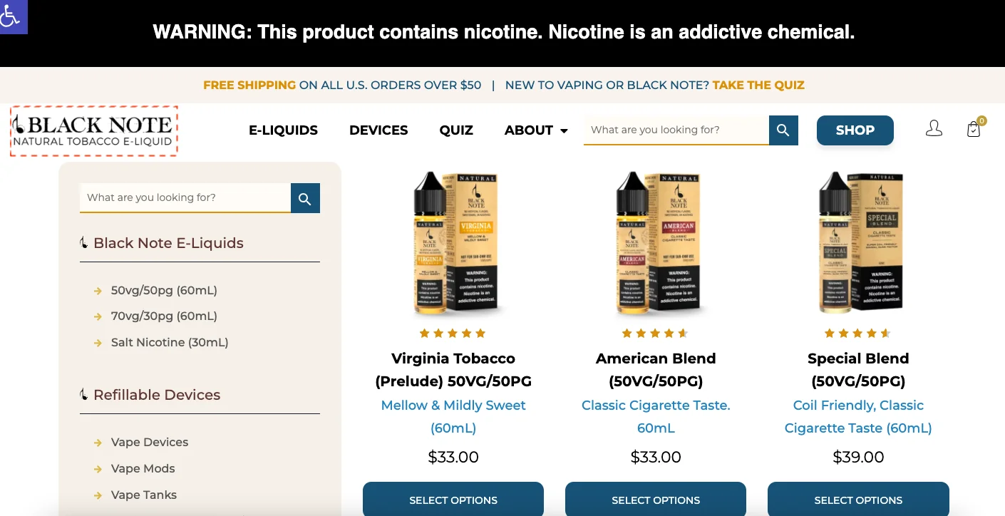 Black Note creates clear selling differentiation to stand out from competition and improve vaping conversions