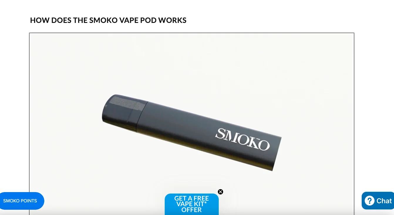 Smoko features short product videos to make their vaping store conversions fasterw