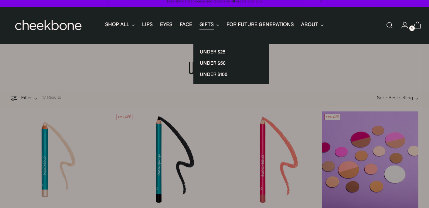 Cheekbone Beauty gifting pricing options to attract different buying intent and fix low Shopify conversions