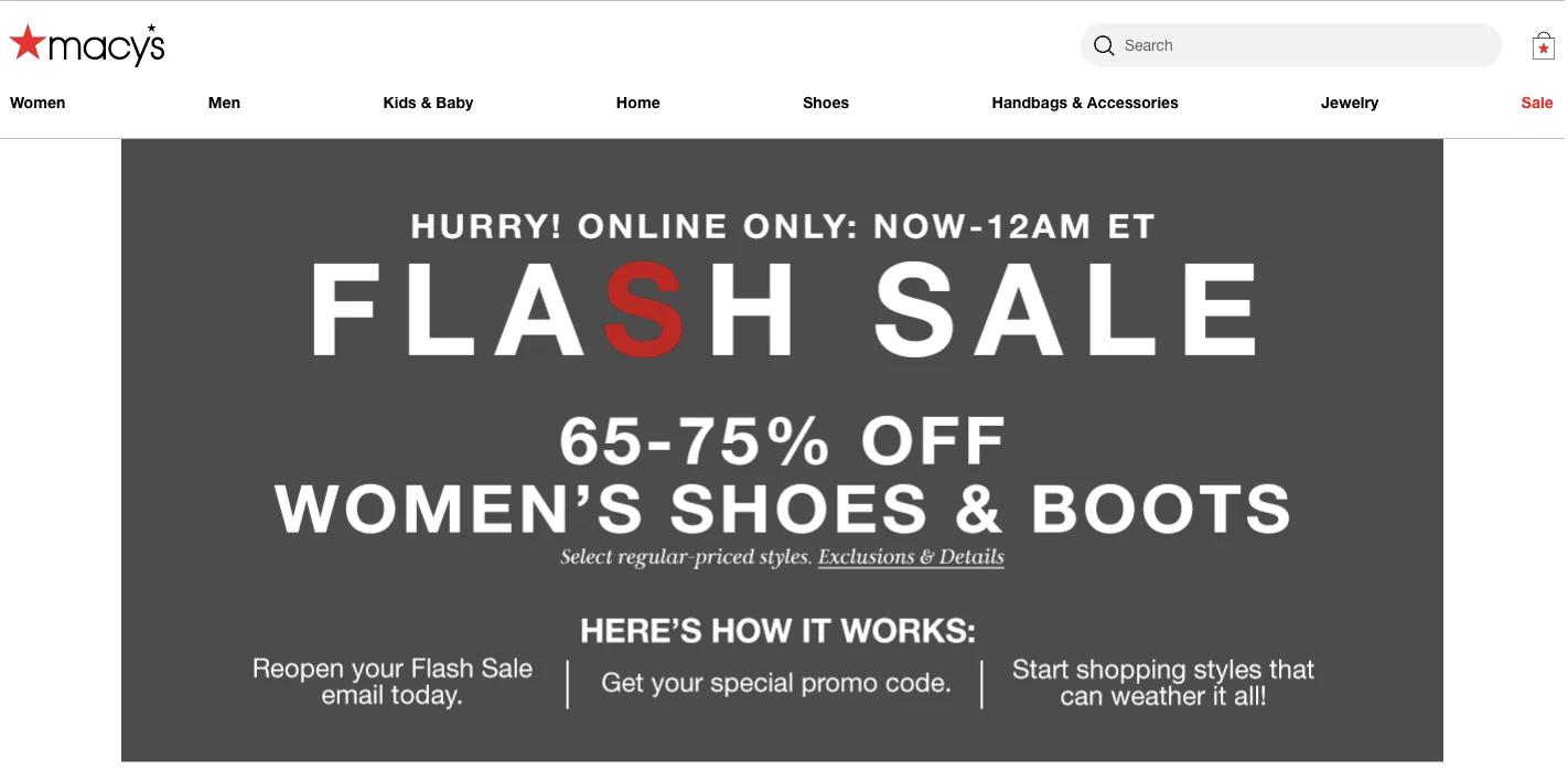 Macy's flash sale
