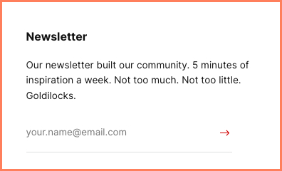 Hiut Denim Co. uses crisp and easy to understand microcopy for their newsletter sign-up