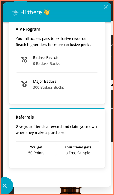 Badass Beard Care features reassuring microcopy to draw attention their loyalty program