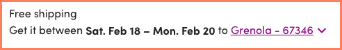 Wayfair uses microcopy to show shoppers estimated shipping time