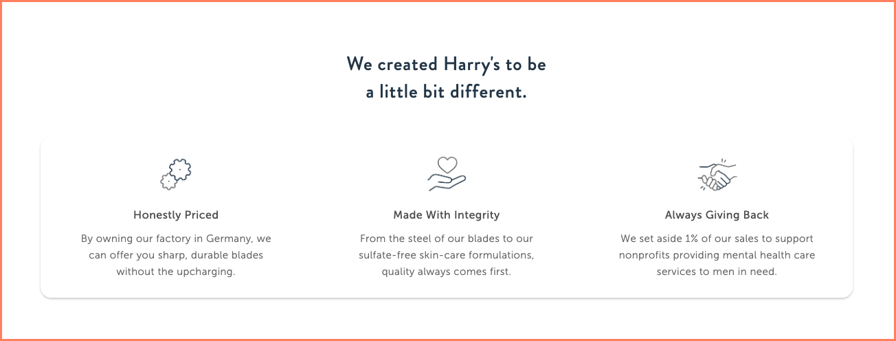 Harry's ensures the microcopy they use carries their brand voice