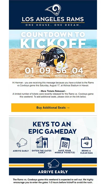 Event based countdown for eCommerce brands
