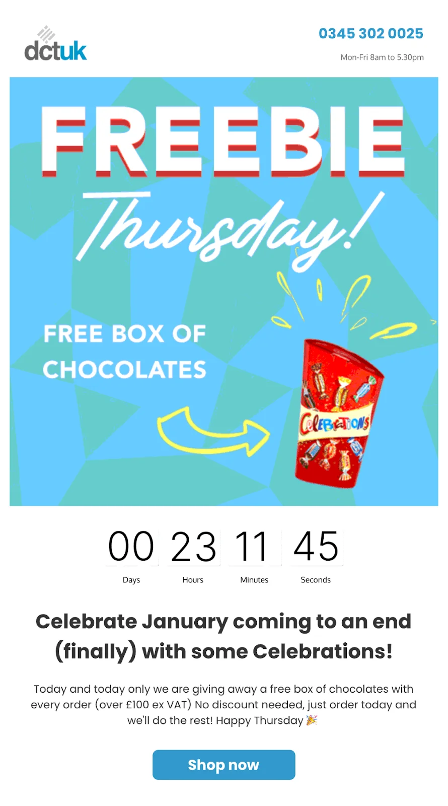 Timed free gifts eCommerce