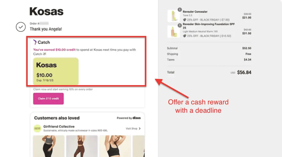 Kosas order confirmation page example