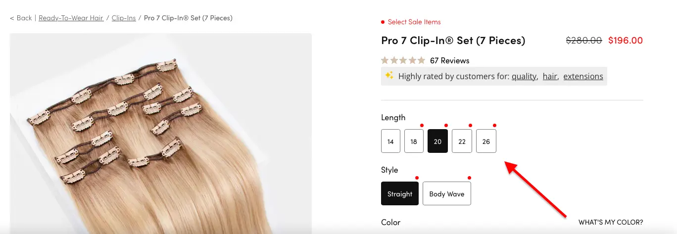 The hair shop product display example