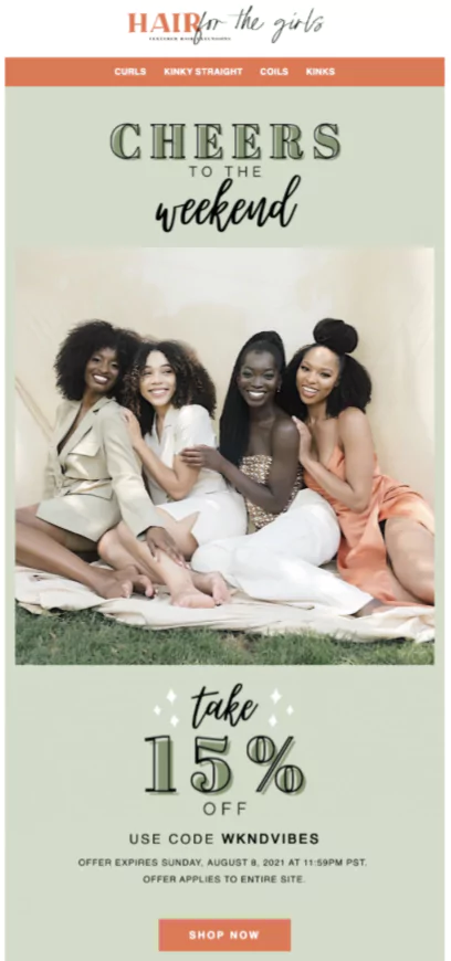 Offer and discounts on eCommerce emails
