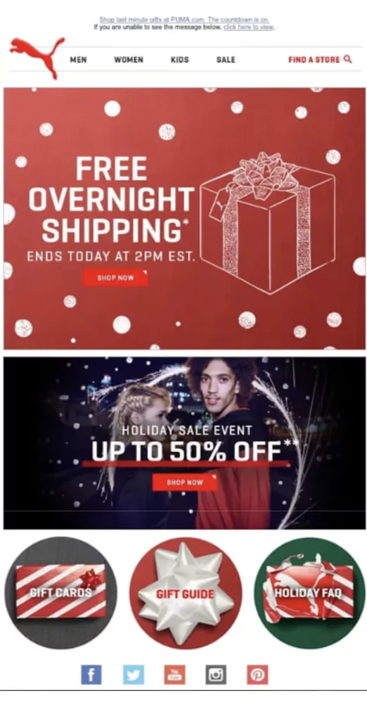Holiday offer email