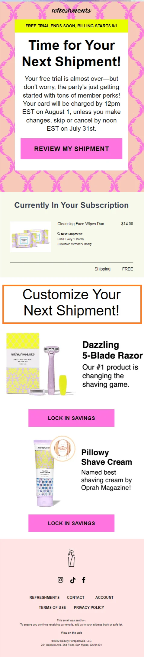 Ipsy subscription upgrade flow showing post-purchase customization and timed upsell to increase subscription upgrades.
