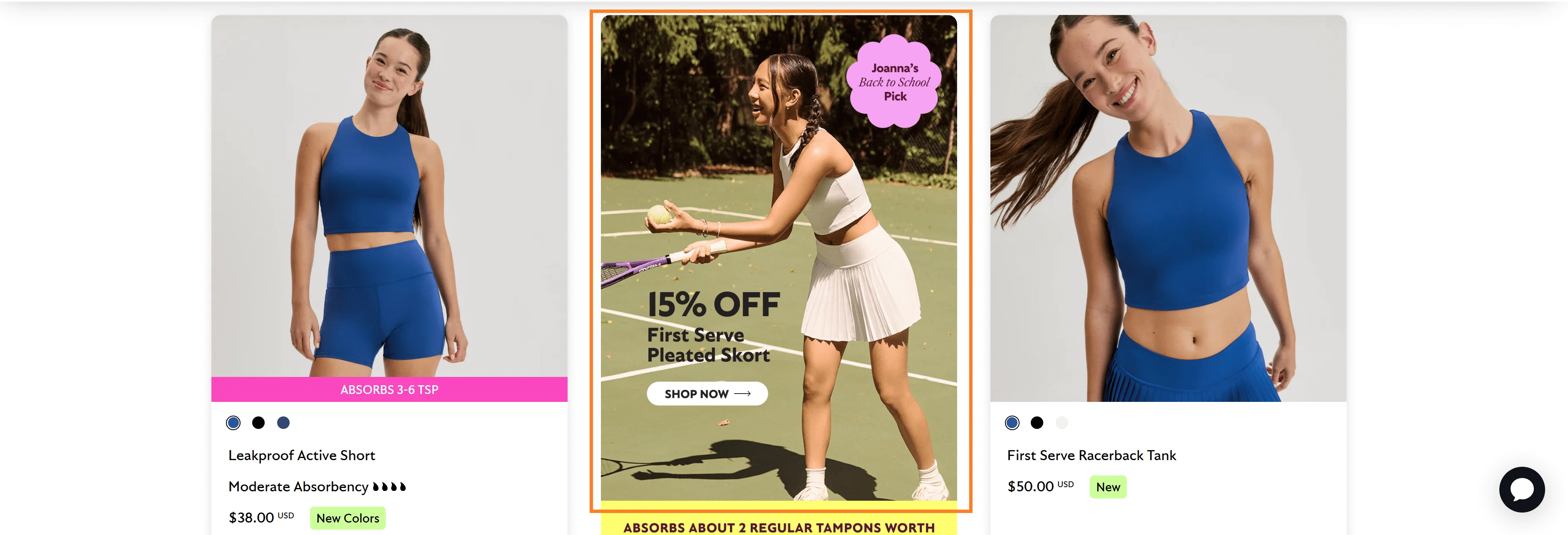 KT by Knix influencer-featured product upsell using creator promos and shoppable influencer callouts.