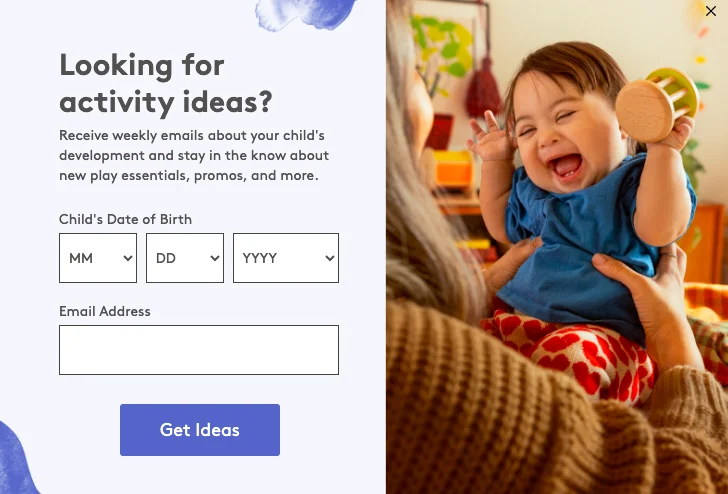 Lovevery features activity ideas as gated content for traffic conversions