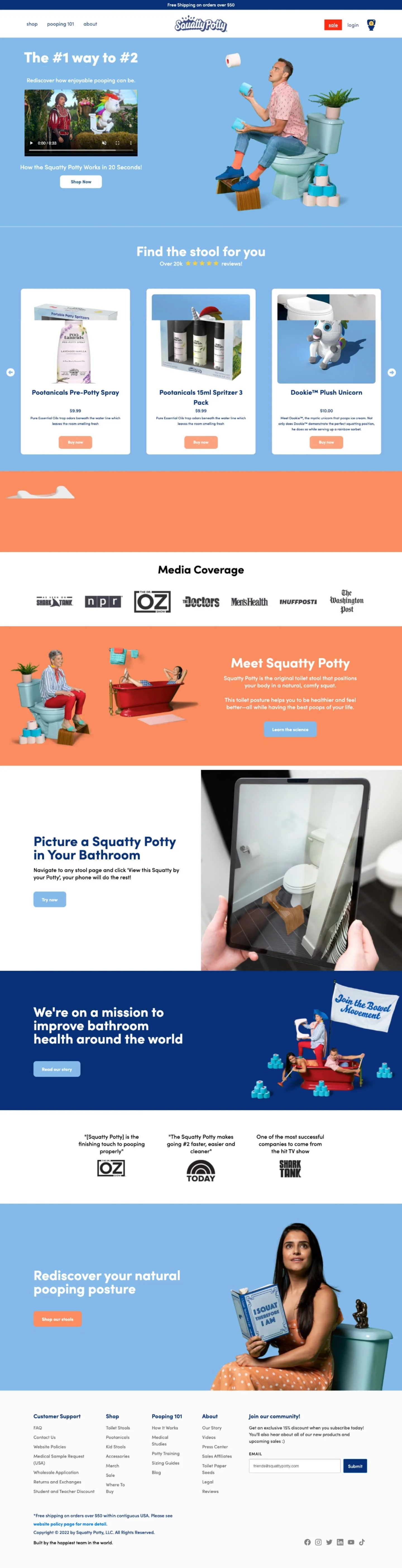 Squatty Potty promotes hybrid landing pages to convert organic traffic