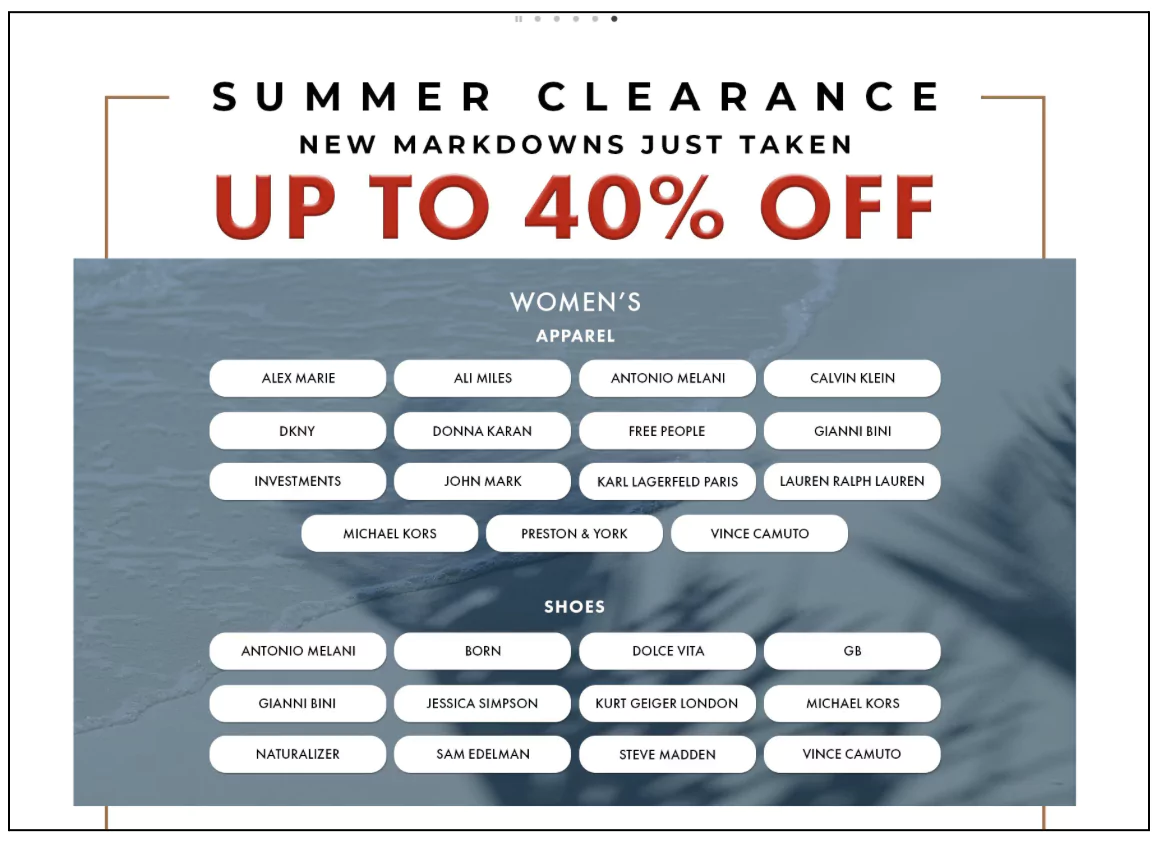 Clearance sale deals example