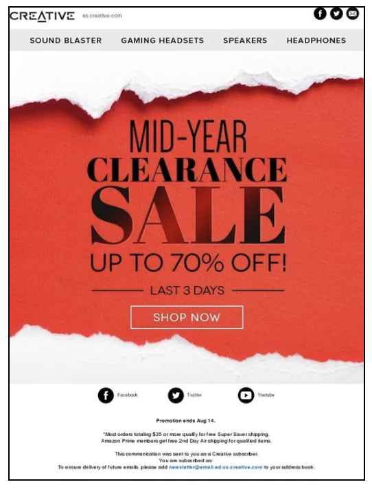 eCommerce clearance sale countdown