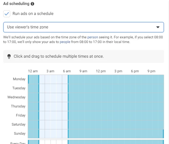 eCommerce Facebook ads scheduling
