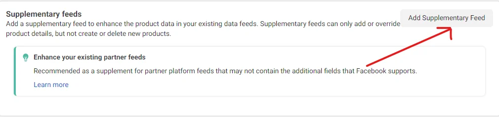 Supplementary feed in Commerce Manager