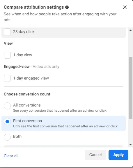 First conversions to understand if ads are getting shown to new customerss
