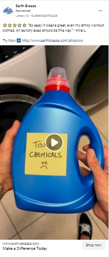 eCommerce Facebook video ad example with visual hook