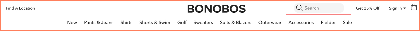 bonobos homepage search function