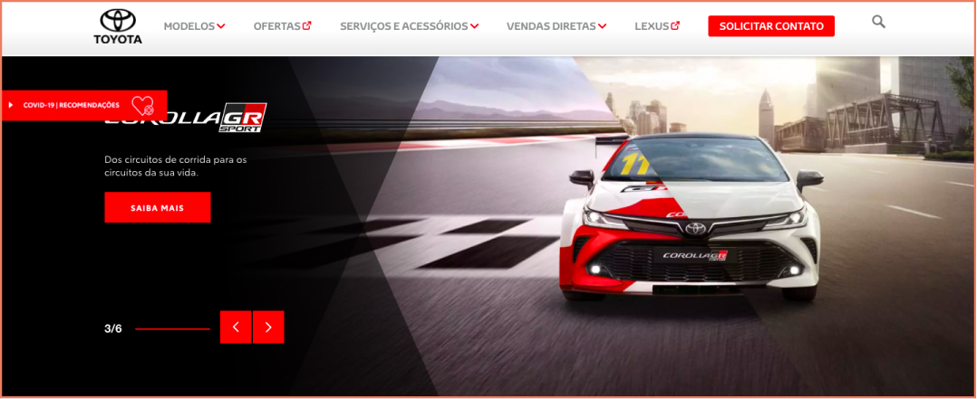 toyota brazil homepage carousel example