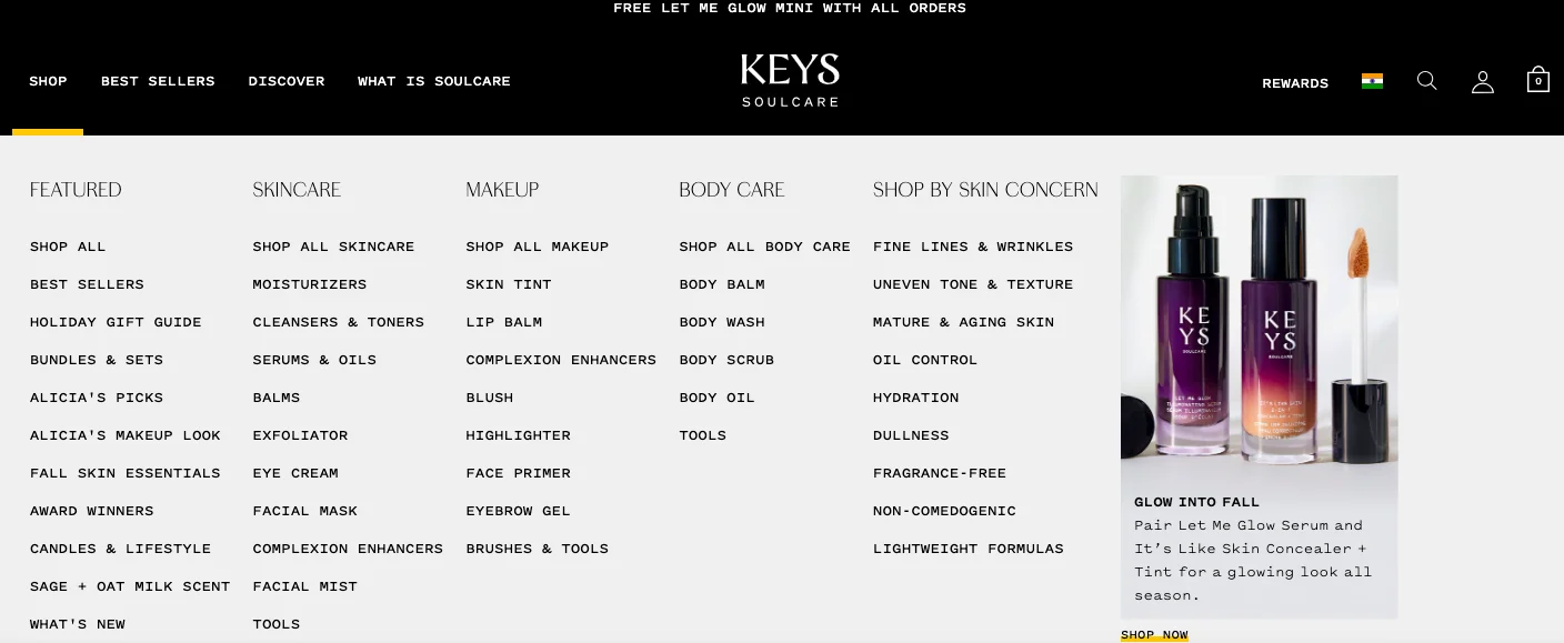 Keys displays featured as a separate attribute to improve eCommerce product categorization