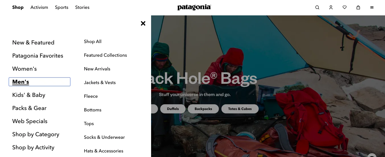 Patagonia uses three layers of naming to make product categorization easier