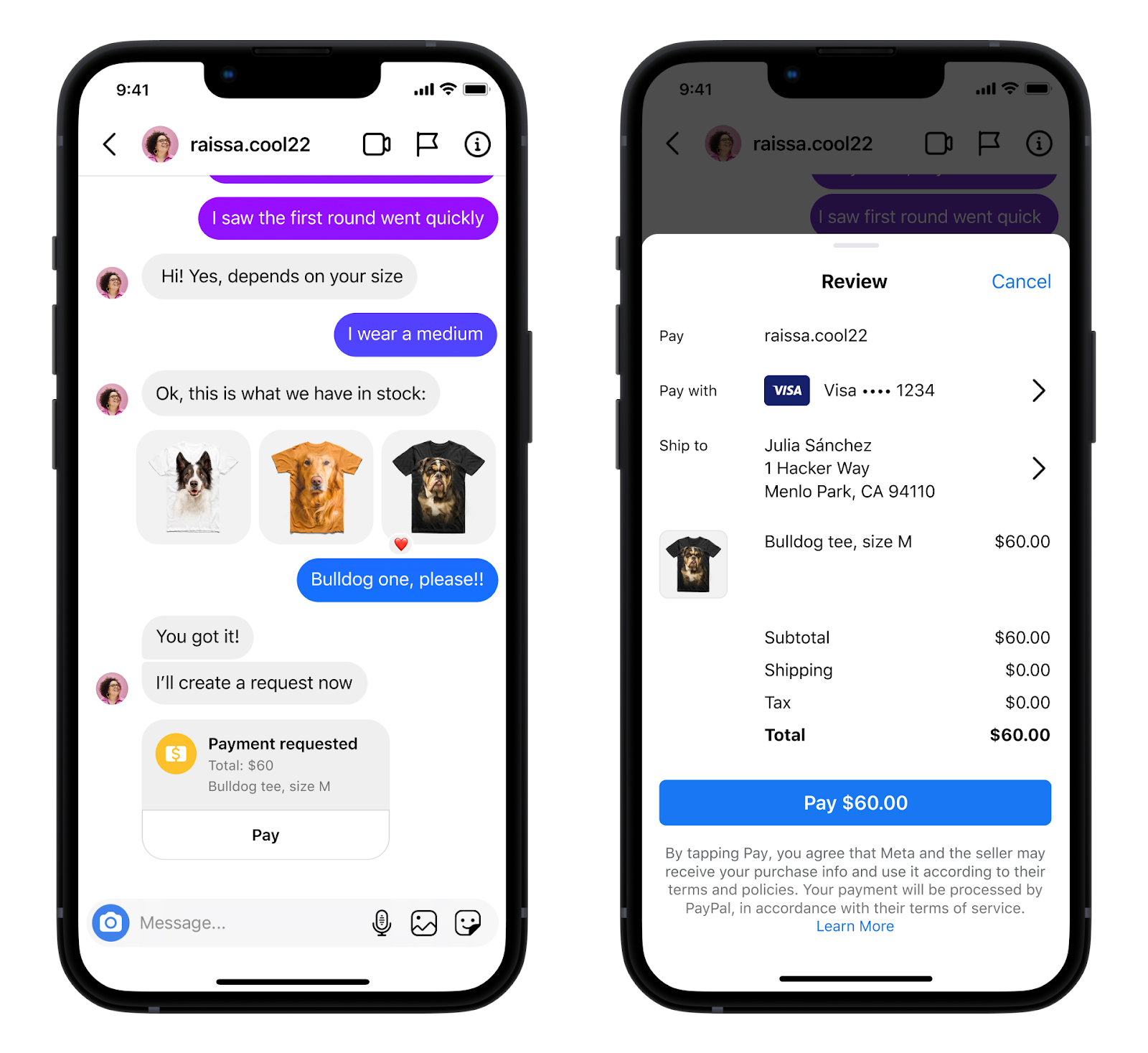 chat to checkout automation example from eCommerce