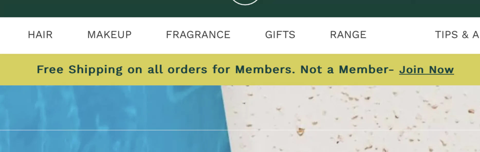 Loyalty program banner of a Shopify website