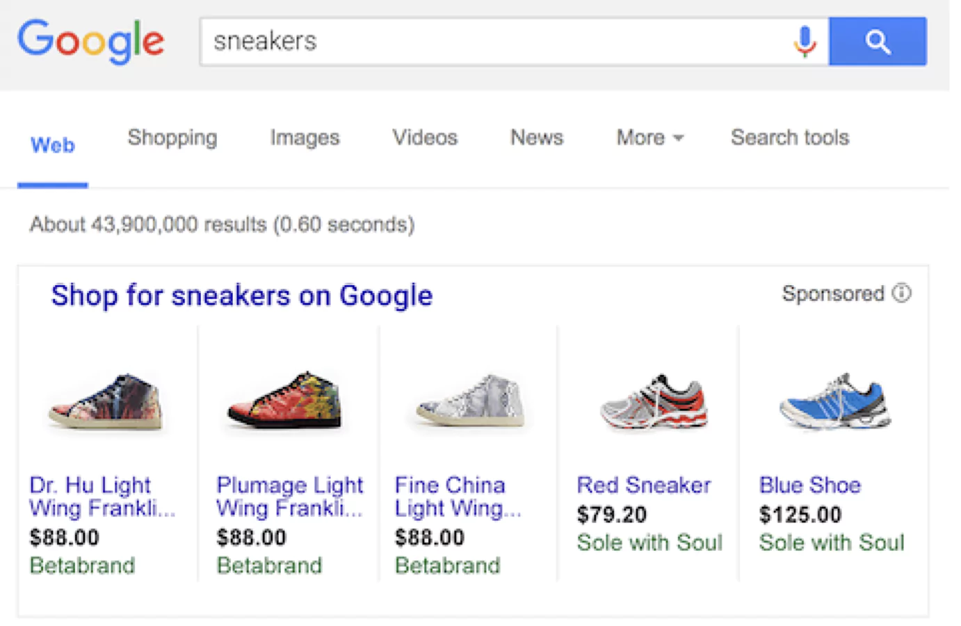 eCommerce product listing on Google shopping
