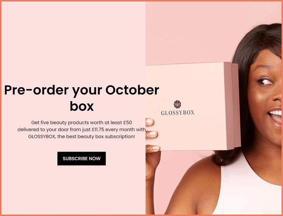 Glossybox's pre-order campaign to drive traffic to their store