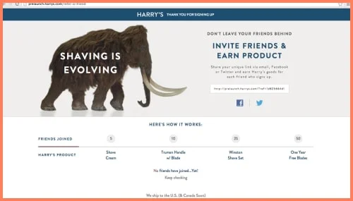 Second part of the microsite which asks for a referral