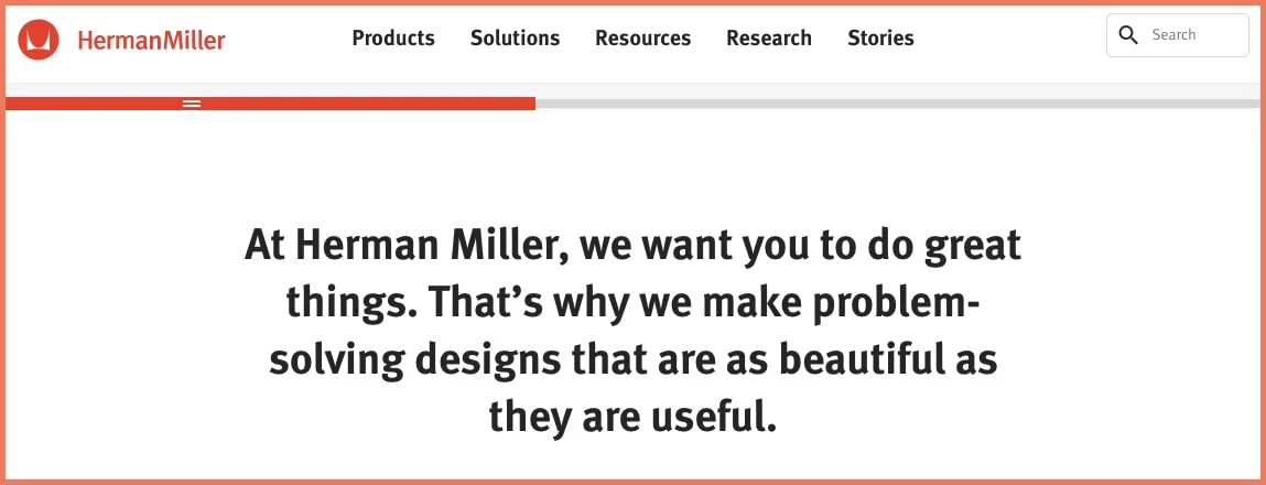 Herman Miller's value proposition in their about us