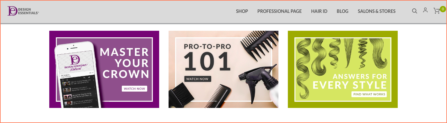 Design Essentials offers constant informational support to shoppers across their website