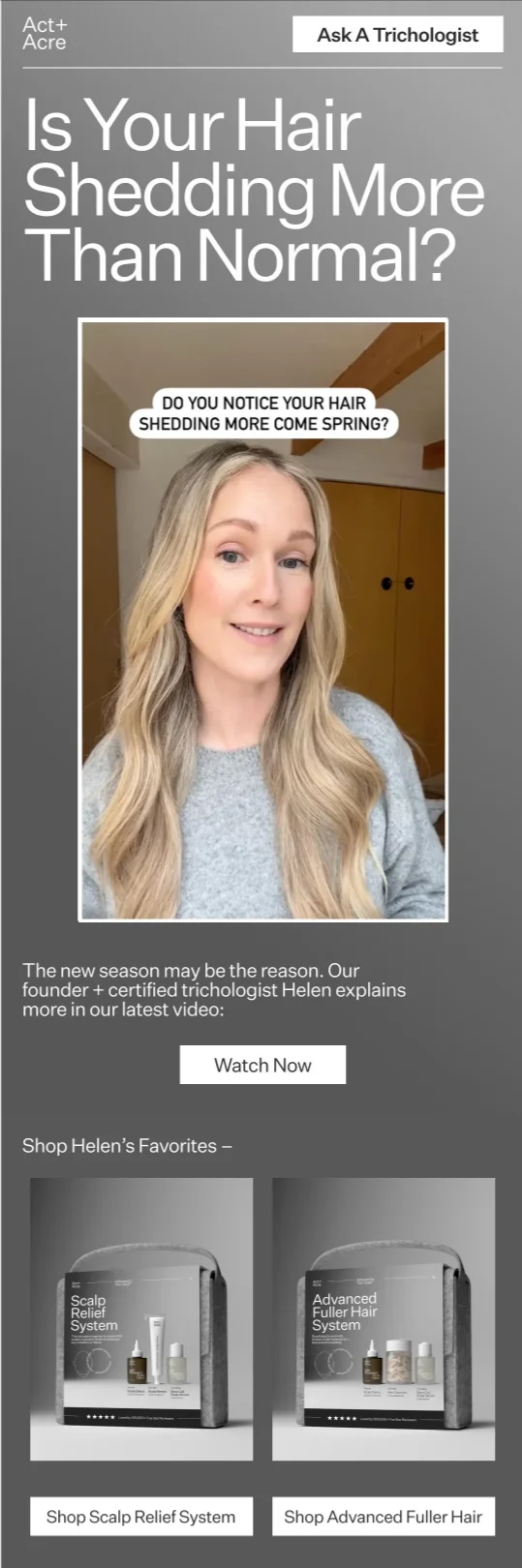 Live beauty expert streams announced via email