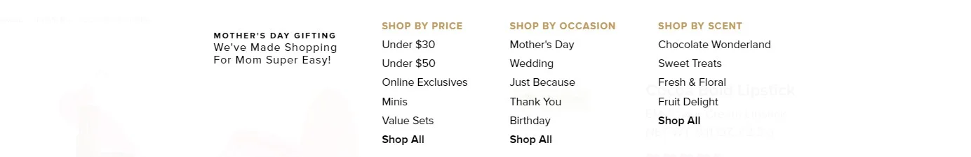 Streamlined navigation simplifies beauty gifting