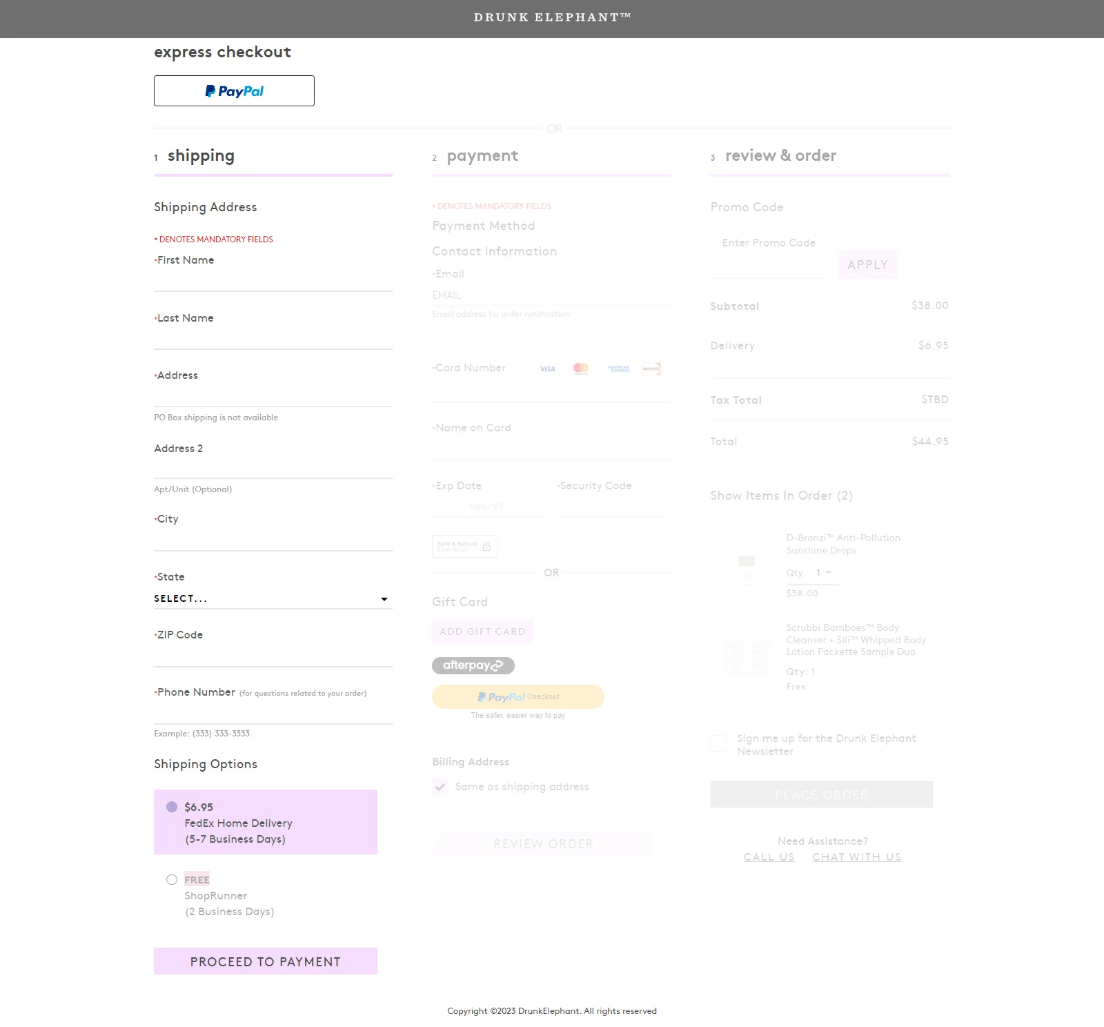 Fast one-page checkout for faster beauty purchases