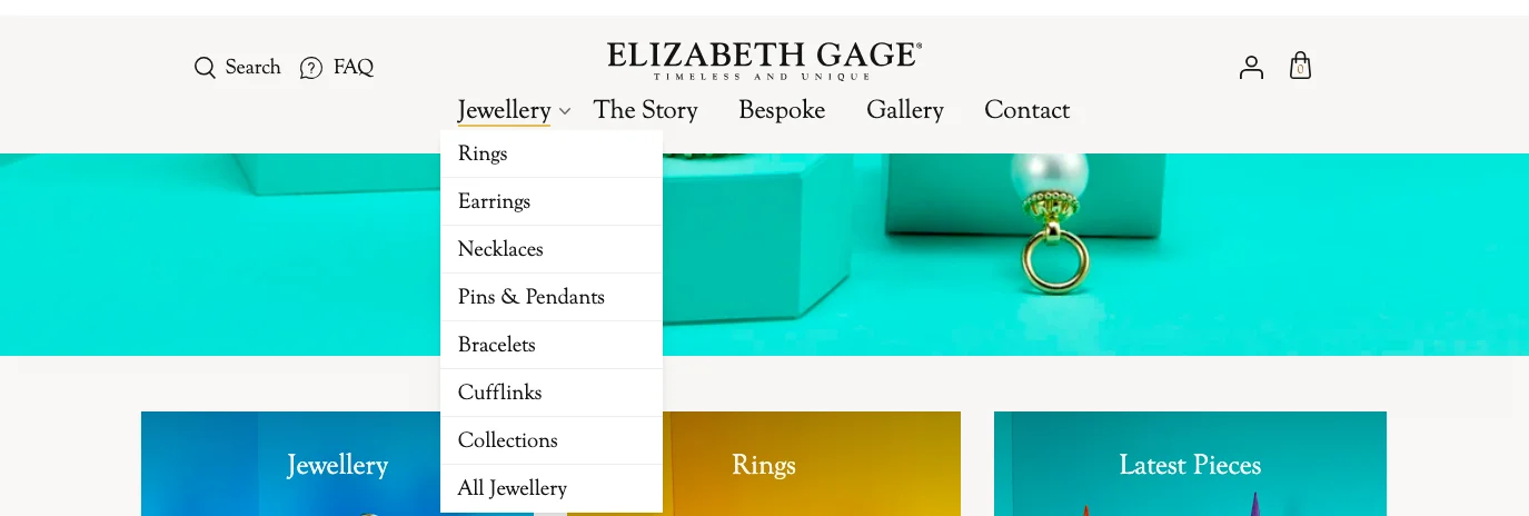 Elizabeth Cage jewelry marketing strategy includes onsite optimization