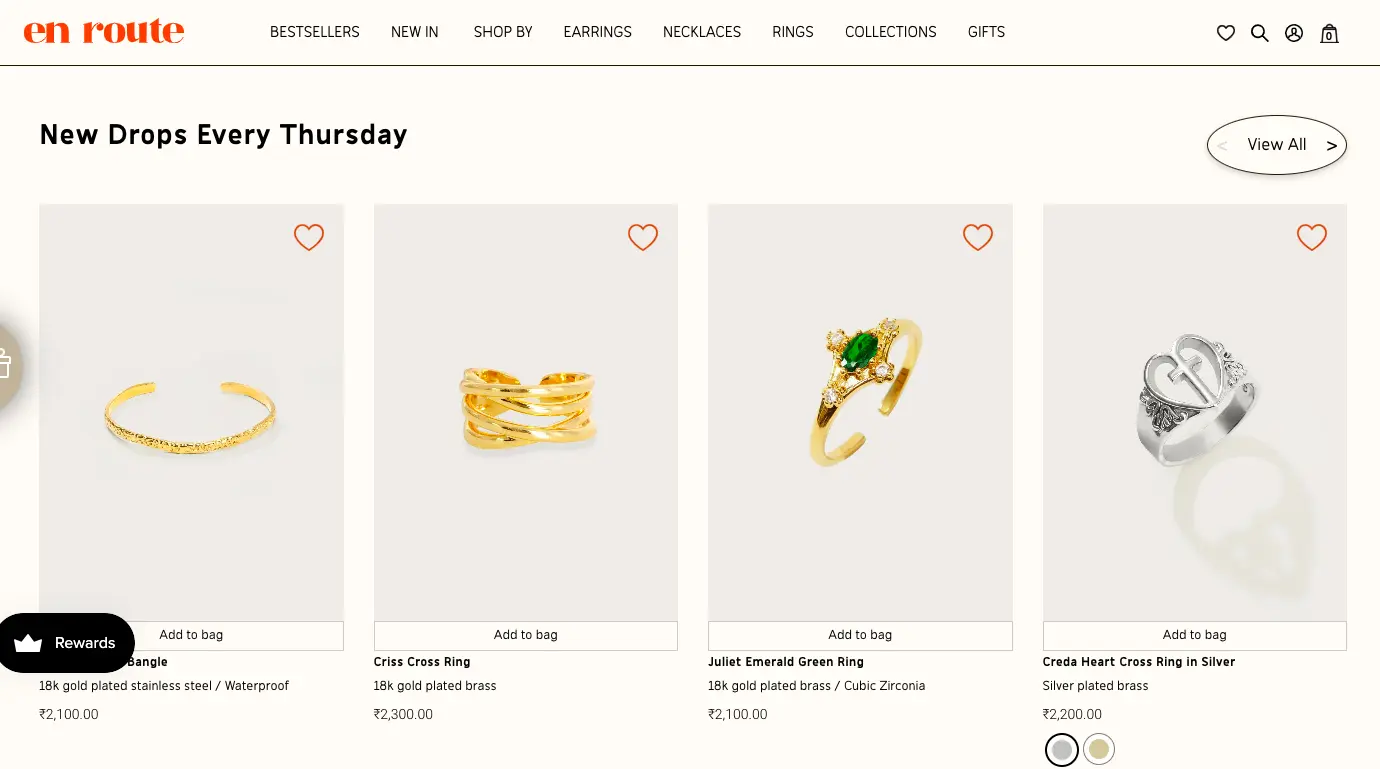 En Route does product drops to sell jewelry online