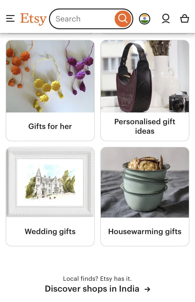 etsy mobile eCommerce UX design optimized for hand gestures